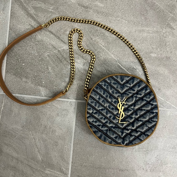 Yves Saint Laurent Bags Ysl Round Quilted Denim Crossbody With